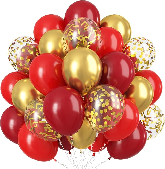 Red and Gold Balloon, 60 Pack 12 Inch Different Shades Red Party Balloons by Togvu