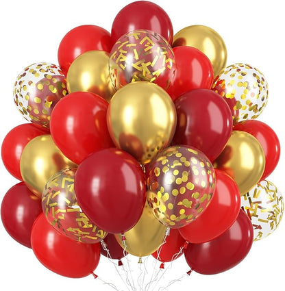 Red and Gold Balloon, 60 Pack 12 Inch Different Shades Red Party Balloons by Togvu