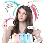 RC ROCHE 6 Pcs Flat Claw Hair Clips for Women Alligator French Barrette Long Thick Hair Duckbill Curved No Slip Grip Lay Flat Side Slide Firm Classic Styling, Medium Pastel