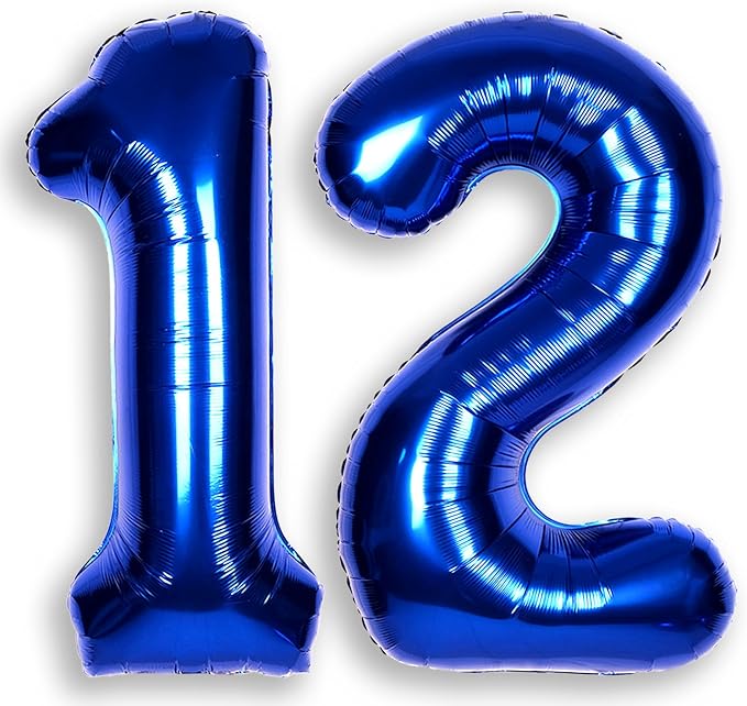 40 Inch Navy Blue Big Number 12 Balloon 0-9 Large Helium | Royal Blue Balloons by SULALABOO