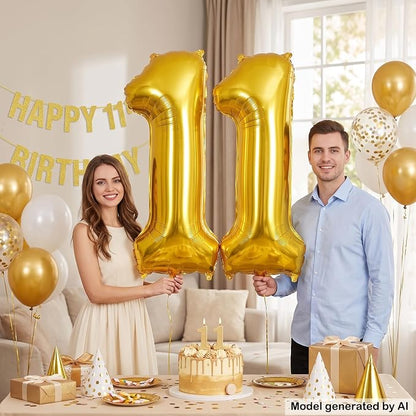 40 Inch Gold Number 11 Foil Balloon - Image 4