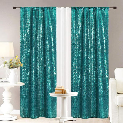 Eternal Beauty Teal 3mm Sequin Backdrop 2x8 Ft 2 Pack Wedding | Dense Sparkle - Image 2