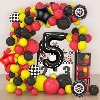 Race Car Balloons, 40 Inch Racetrack Number 5 Balloon, Big Number Balloons Black - Image 6