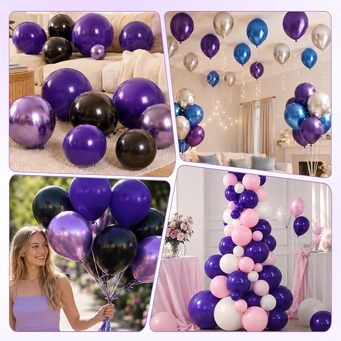 Dark Purple Balloons, 12 Inch Royal Purple Latex Party Balloon | 30 Pack Purple - Image 6