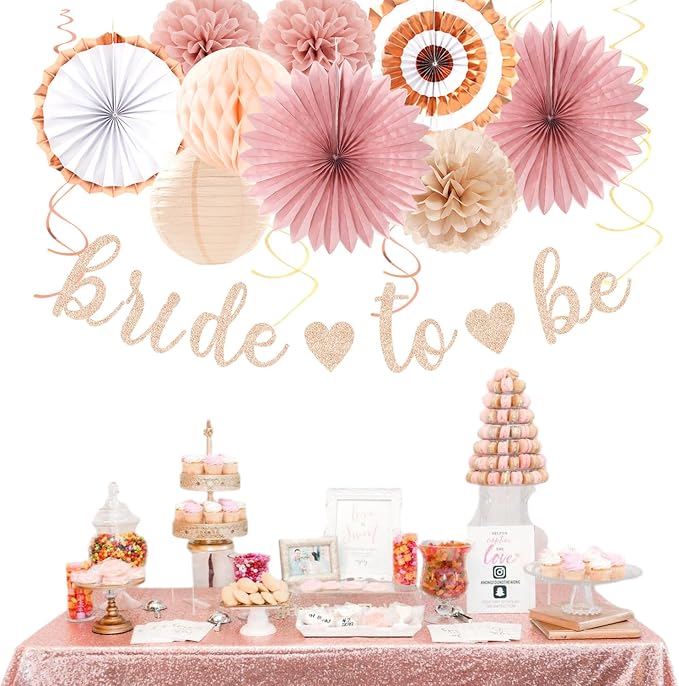 Blush-Pink Rose-Gold Bridal-Shower Party Decorations - Image 5