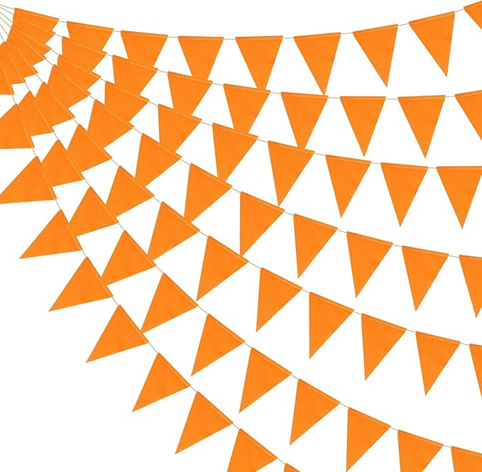 HESTYA 42 Pieces Pennant Banner Flags Orange String Hanging Fabric Hanging by Hestya