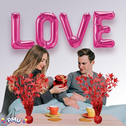 PMU 12 Pack Bursting Star Metallic Foil Spray Centerpiece- Red Prismatic - Image 5