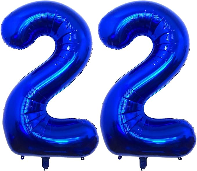 Navy Blue 22 Number Balloons, 40 Inch Giant Number 22 Balloons Foil Mylar by Lovoir
