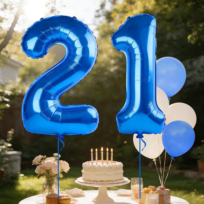 40 Inch Number 21 Balloons for 21st Birthday Party Decorations, 0-100 Dark Blue - Image 3