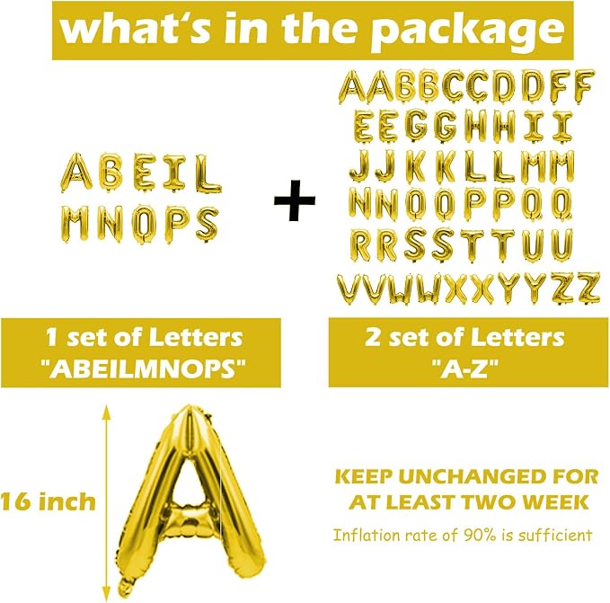 62 Pcs Gold Letter Balloons, Custom 2 Set A-Z Set - Image 3