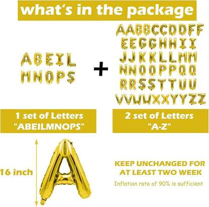 62 Pcs Gold Letter Balloons, Custom 2 Set A-Z Set - Image 3