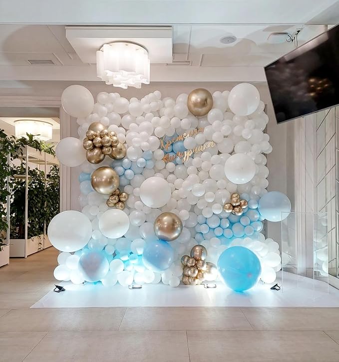 Blue and White Gold Balloons - Image 6