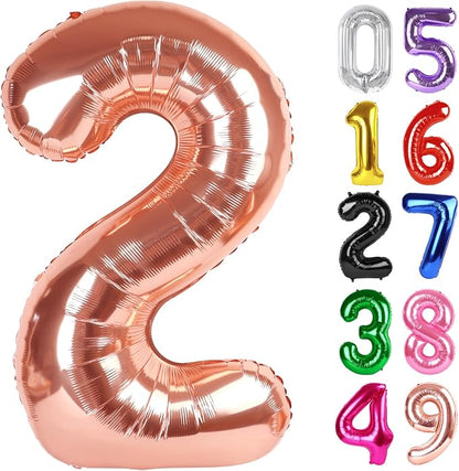 Rose Gold Number 2 Balloon 40 Inch, 2nd Birthday Decorations Men Women | Foil by IWERP