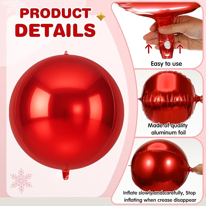 Jenaai 30 Set Round Foil Balloons Bulk 22 Inch 4d Metallic Giant Balloons Set - Image 3
