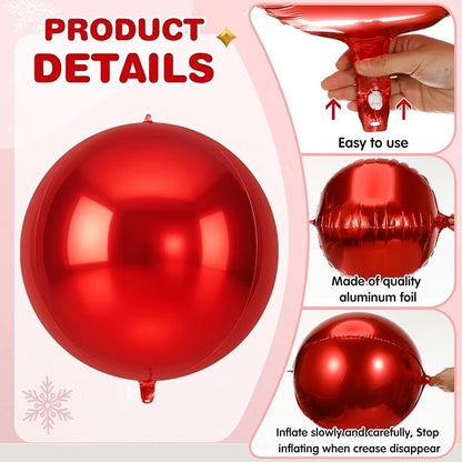 Jenaai 30 Set Round Foil Balloons Bulk 22 Inch 4d Metallic Giant Balloons Set - Image 3