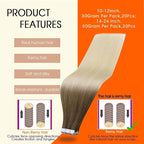 Full Shine Blonde Human Hair Extensions Tape in Color 3 Brown Ombre 8 Ash Brown Highlighted 613 Blonde 16Inch Double Sided Tape in Hair Extensions Human Hair 50G Seamless Remy Hair 20Pcs