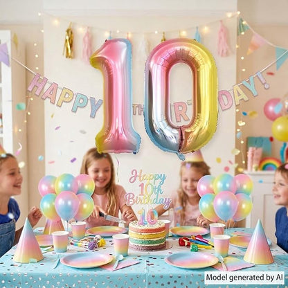 Rainbow Ombre Number 10 Balloon 40 Inch Pastel Foil Decor - Image 6