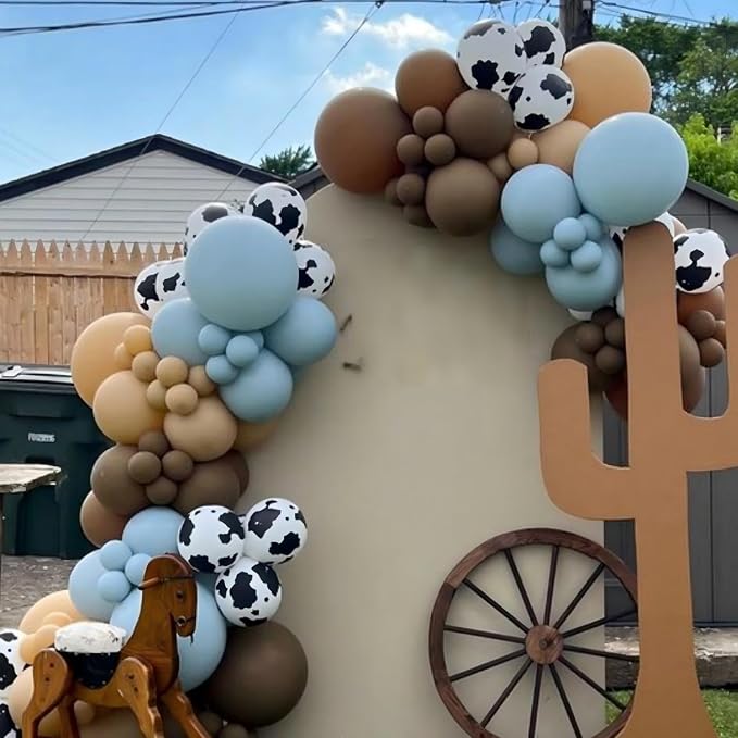 Blue Brown White Cow Balloons Rodeo Birthday Decoration Cowboy Baby Shower | - Image 5