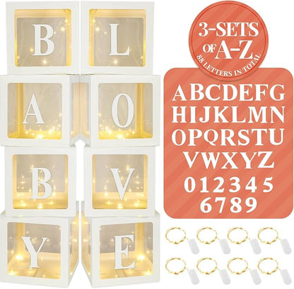 Sratte Balloon Box with Letters and Numbers Clear Blocks Boxes with LED Lights - Image 7