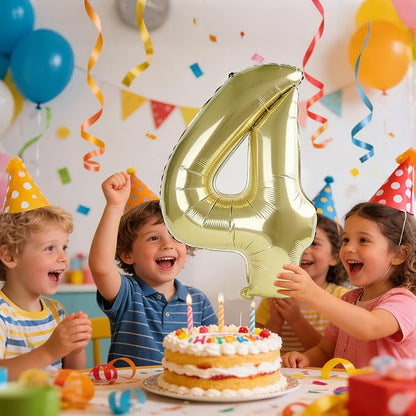 40 Inch Number 4 Balloons for 4th Birthday Party Decorations, 0-100 Champagne - Image 2