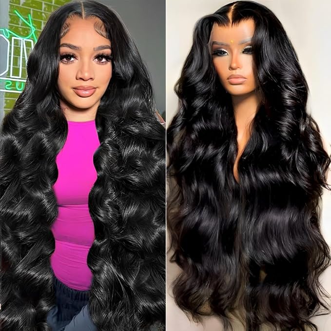 26 Inch 13x6 Lace Front Wigs Human Hair 200 Density Body Wave HD Lace Front Wigs Human Hair Pre Plucked Natural Color Glueless Wig 100% Virgin Human Hair Lace Front Wigs for Women