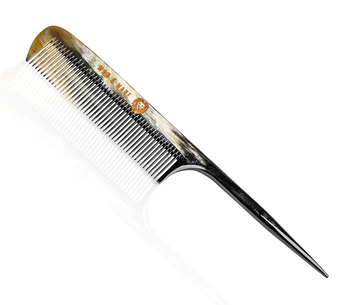 Premium Handmade 100% Oxhorn Anti-static Rat Tail Fine Tooth Comb for Women & Men