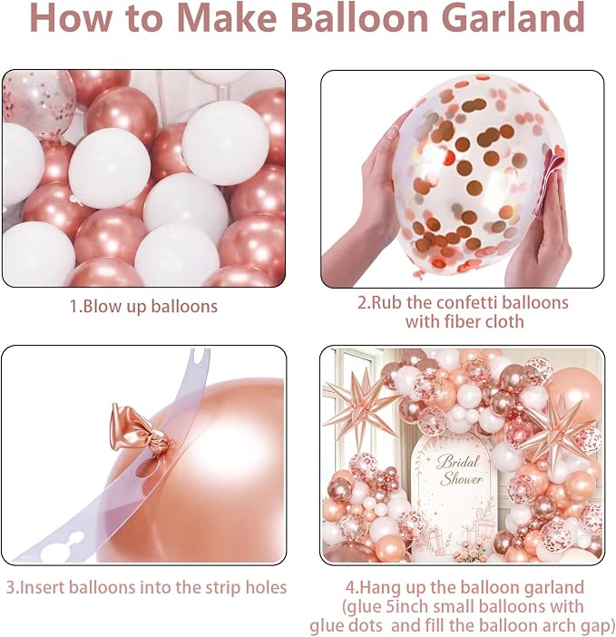 KARLURE Rose Gold Balloons Arch Kit - Image 9