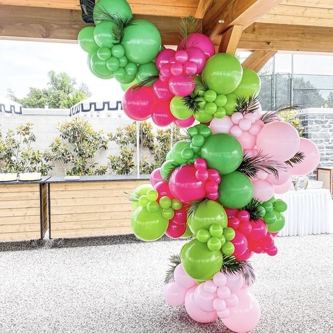Pink and Green Balloons, 12 Inch Hot Pink Sage Green Balloons - Image 3