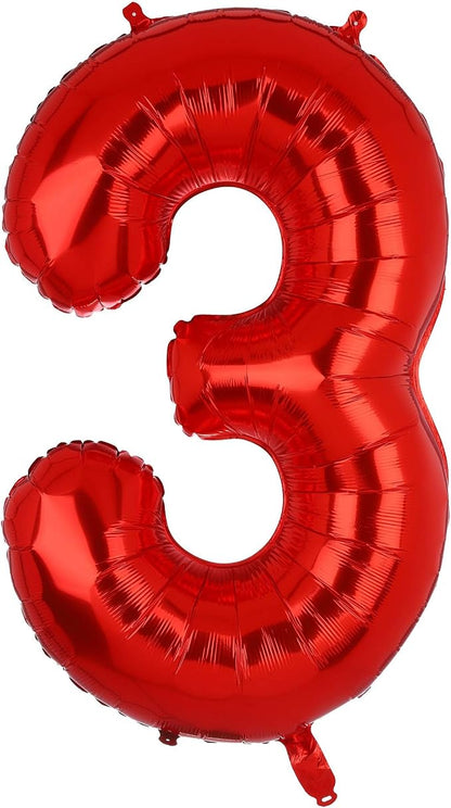 40 Inch 3 Red Number Balloons Mylar Foil Balloons 3rd Birthday Party Decor | by GGDE