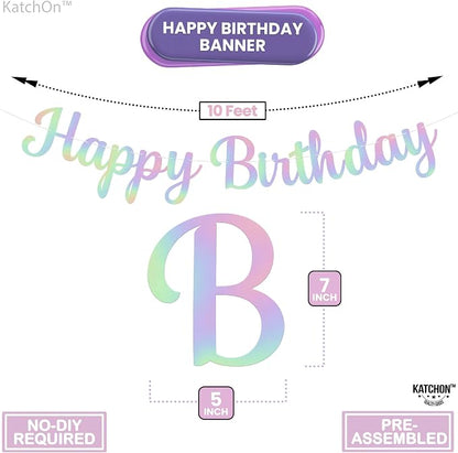 KatchOn Iridescent Happy Birthday Banner 10 Feet Pre-Strung | Happy Birthday - Image 2