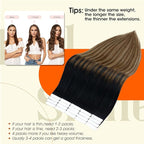 Full Shine Tape in Hair Extensions Human Hair Color Balayage 1B Black Ombre 6 Brown And 27 Blonde Tape ins Human Hair Extensions 18Inch Seamless Skin Weft 50Gram Invisible Human Hair 20Pcs for Women
