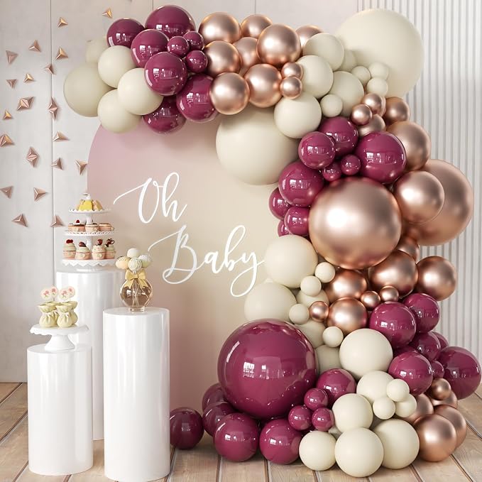 MEBAY Plum Purple White Gold Balloon Arch Kit by MEBAY