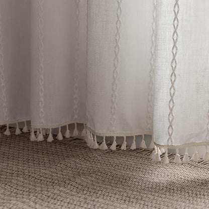 Boho Embroidery Linen Curtains 108 Inches Long - Image 8