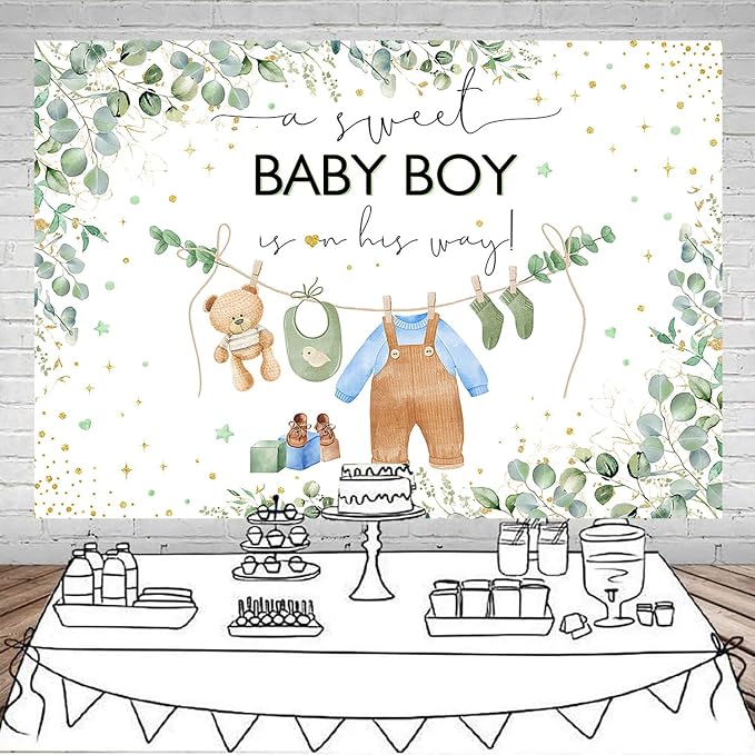 Mocsicka Sweet Backdrop Princess Pink Baby Shower Birthday Banner 5x3ft - Image 2