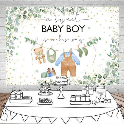 Mocsicka Sweet Backdrop Princess Pink Baby Shower Birthday Banner 5x3ft - Image 2