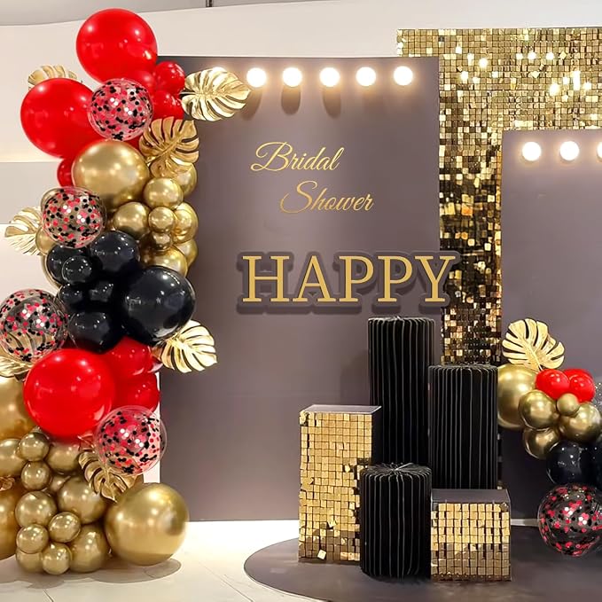 Red Black Gold Balloons Garland Arch Kit - Image 7