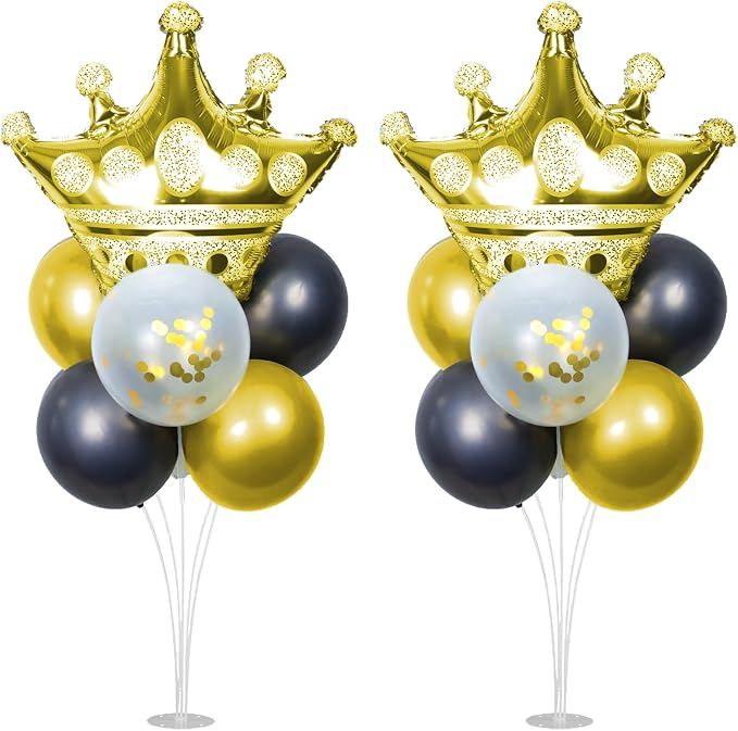 Black and Gold Party Decorations, Crown Balloon Stand Kit by VNSUCVPARTYSUPPLIER