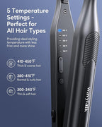 Wavytalk Pencil Flat Iron, 3/10" Small Iron for Short Hair, Pixie Cut and Bangs, Tiny Beard Straightener with Dual Voltage & Adjustable Temp, Mini Hair Edges Heating Up in 15s