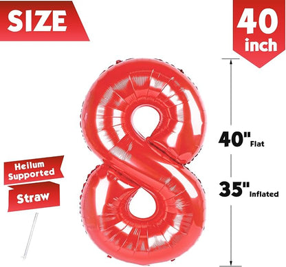 40 Inch Red Number 8 Balloon Birthday Party Decorations - Image 5