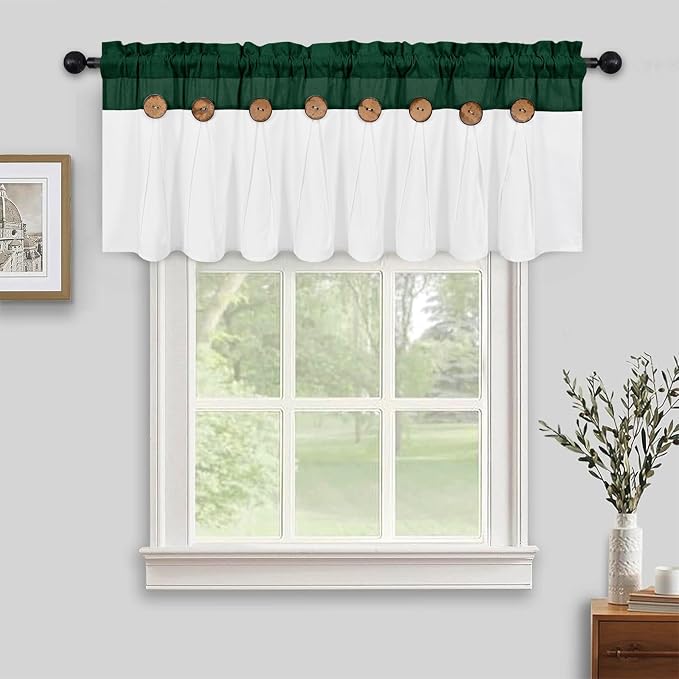 Farmhouse Valance Curtains, Boho Cotton Linen Kitchen Valance, Country Rod by FRAMICS