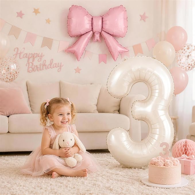 40 Inch Cream Number Balloons 0-9 - Image 4