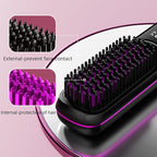 Go Brush Pro Hair Straightener – Cordless Comb with Negative Ion, 7400mAh Fast Heating & Portable Travel Design, Rechargeable Brush for Straightening and Curling (Black-1Pcs)