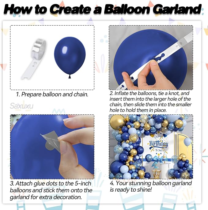 Blue And Gold Balloon Arch Kit - Image 3