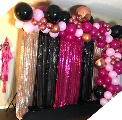 Fuchsia Sequin Backdrop Curtain Panels Stage 2 Pieces 2FTx8FT Wedding Party - Image 6