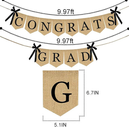 Burlap Congrats Grad Graduation Banner - Image 4