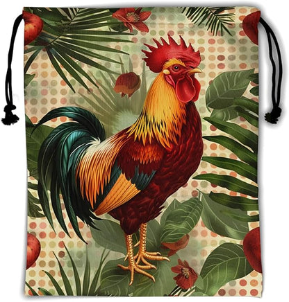 Chicken Printed Gymnastics Grip Bag Palm Leaves Floral Drawstring Bag Spots Gym by Giwawa
