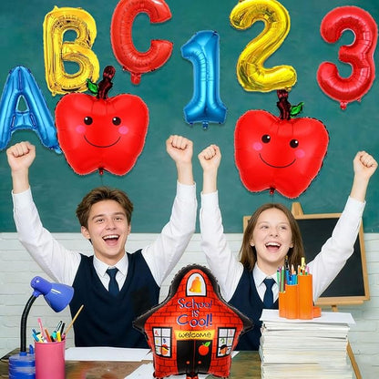 10 PCS Welcome Back To School Balloons, Colorful House Sun, Apples Balloons - Image 4