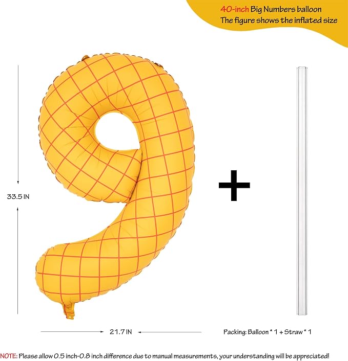 40 In Matte Yellow Number 9 Balloons Helium Foil Mylar Balloon Digital 9 | The - Image 2
