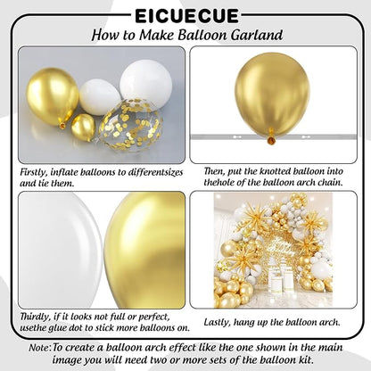 White and Gold Balloons Garland Arch Kit - Image 3