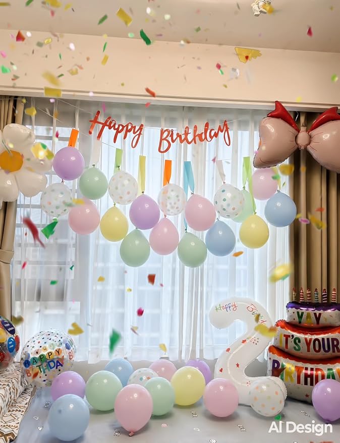 Pastel Balloons, Pastel Rainbow Balloons, Polka Dot Balloons | 50 Pcs 12 Inch - Image 4